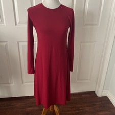Norma Kamala Womens Dress Size Small Red Stretch Long Sleeve A Line