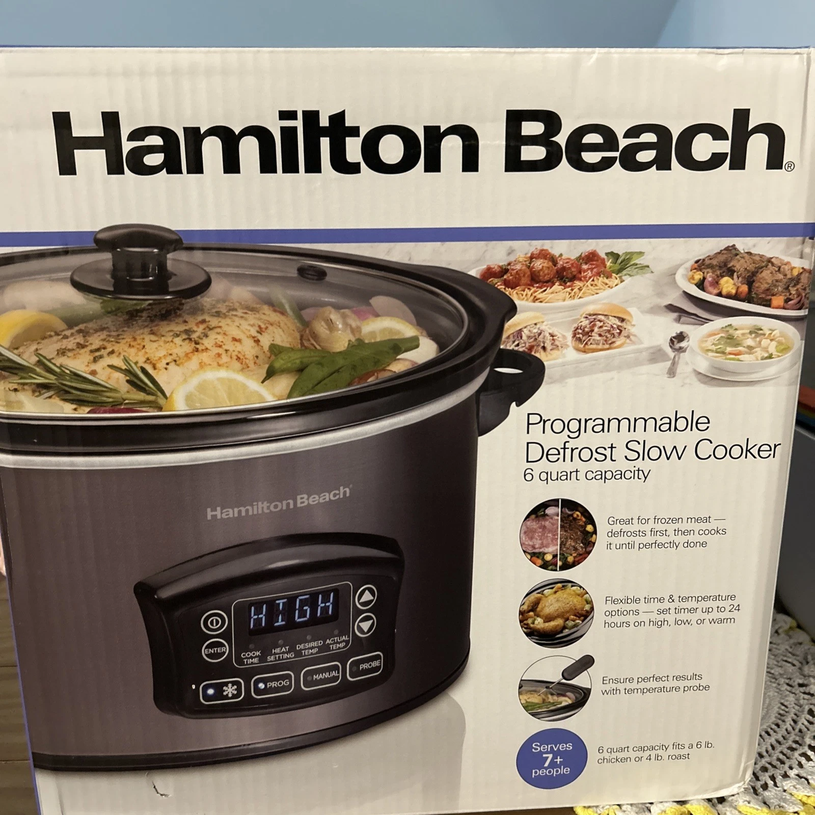Hamilton Beach Programmable Defrost Slow Cooker 6 Qt New In Box