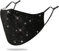 Sparkly Sequins Mouth Masc Fashion Designer Glitter Cotton Face Cover with Adjus