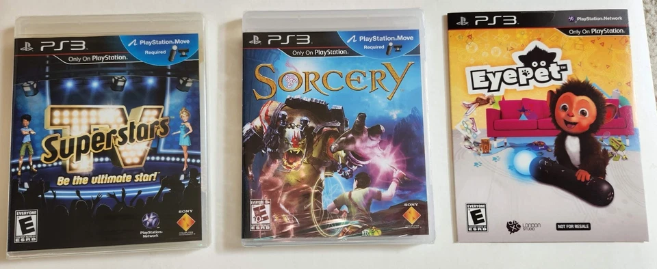 *NEW-RARE* 3 PlayStation Moves Game Bundle: EyePet + Sorcery + TV Superstars - Image 3 of 4