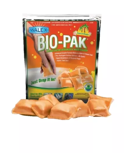 1 x WALEX BIO-PAK DROP IN 15 SACHET CARAVAN TROPICAL TOILET CHEMICAL 043395