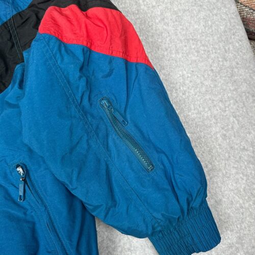 VTG Hot Music Puffer Ski Jacket XXL Teal Red Retro 80s Colorblock Dolman Sleeves - Picture 4 of 14