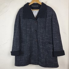 Berkertex Womens Uk20 Overcoat Boucle Wool Silk Blend Grey Formal Office Wear