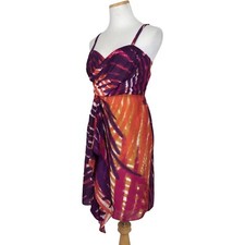 BANANA REPUBLIC Dress NWOT Size 2 Abstract Print Sundress Orange Purple Ruffle