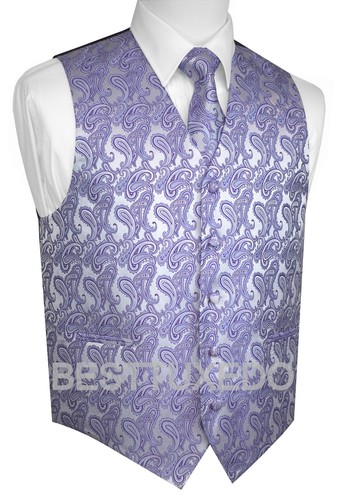 Men's Paisley Tuxedo Vest, Tie and Hankie. Formal Dress Wedding Prom Homecoming - Picture 38 of 65