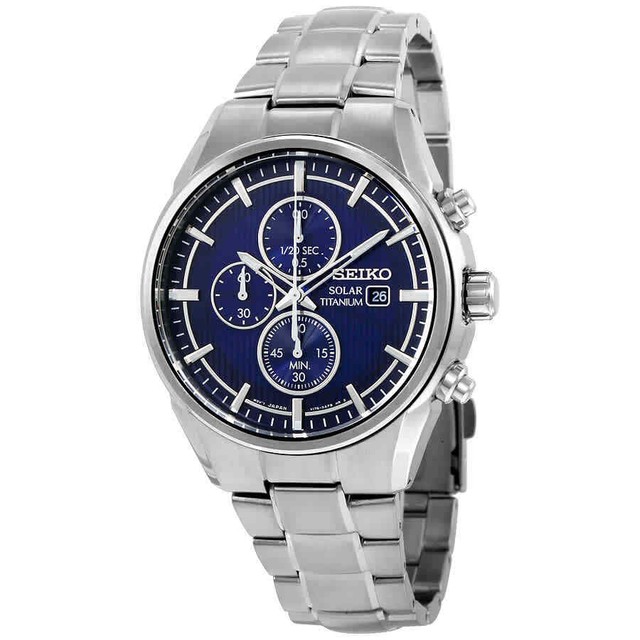 seiko solar chronograph blue dial