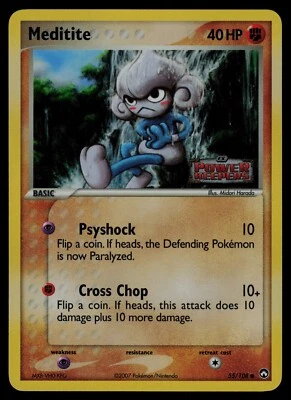 Meditite - 55/108 - Pokemon Card Ex Power Keepers Reverse Holo Common - NM - Photo 1/2