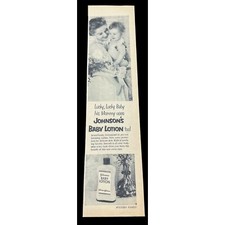 Johnson & Johnson Baby Lotion Vintage Print Ad 1950s Lucky Baby