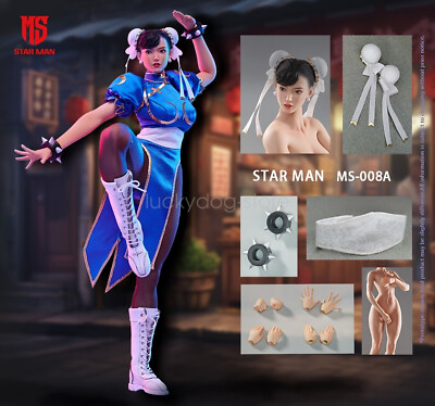1/6 STAR MAN MS-008A Female Fighter Chunli Figure Blue cheongsam