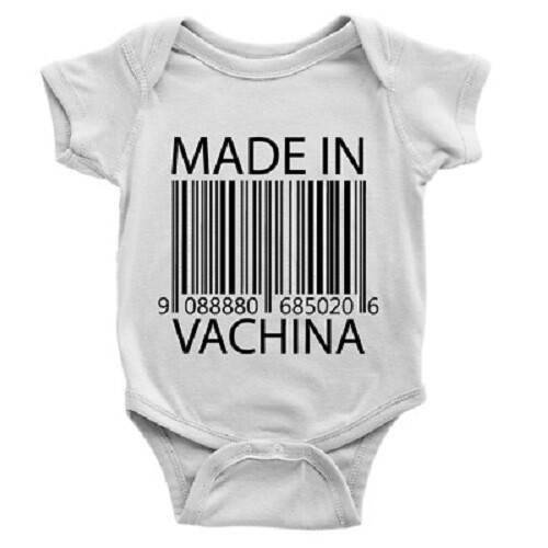 White Babygrow Made In Vachina Baby Vest Novelty Funny Romper - FAST SHIPPING - Picture 1 of 2