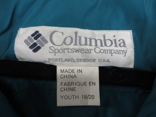 Columbia Vintage 90s Radial Sleeve Youth XL Reversible Down Full Zip Jacket - Picture 3 of 10