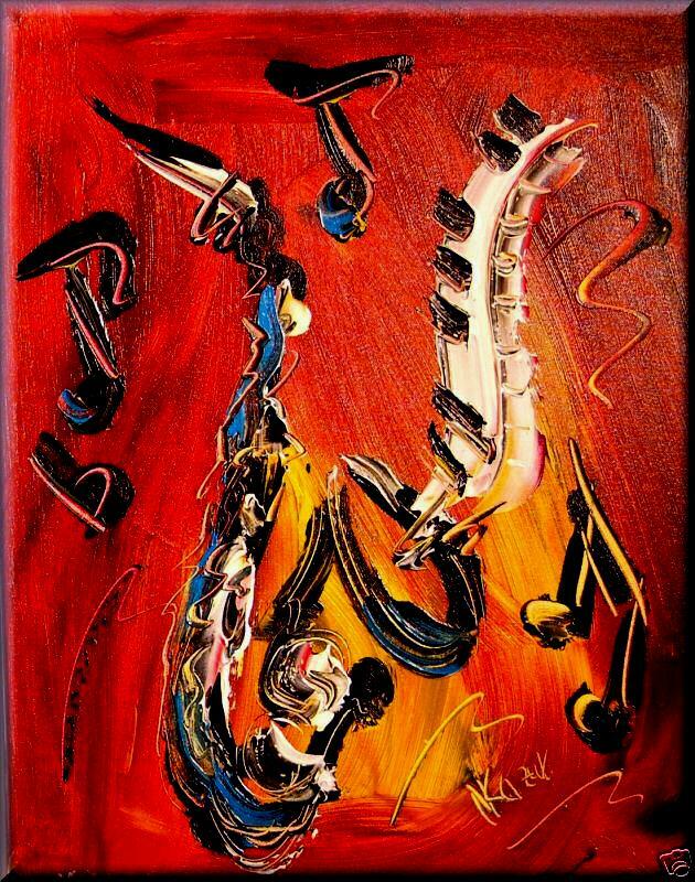 MODERN ABSTRACT JAZZ  ORIGINAL OIL Painting  Stretched  IMPRESSIONIST RHG5