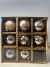 Tinsel and Fir mercury glass balls set of 8 pink/ blush color