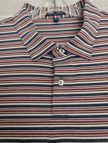 Camisa Polo Peter Millar Para Hombres XL Roja Azul Punta Corona Artesanal Golf Informal Preppy - Imagen 10 de 16