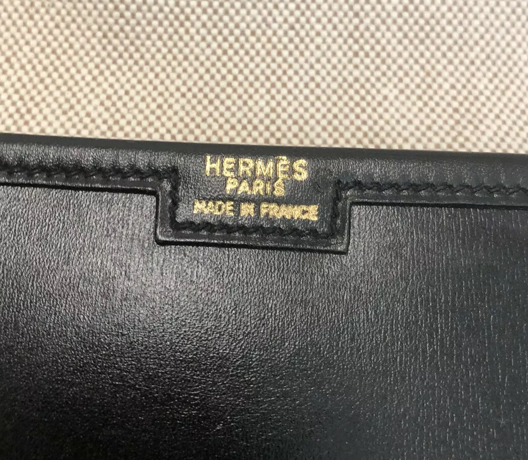 HERMES Paris H Jige Black Leather Clutch Bag GM | eBay