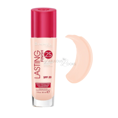 Rimmel Lasting Finish 25h Foundation – 010 Light Porcelain, 30 Ml, Langanhaltende Deckkraft