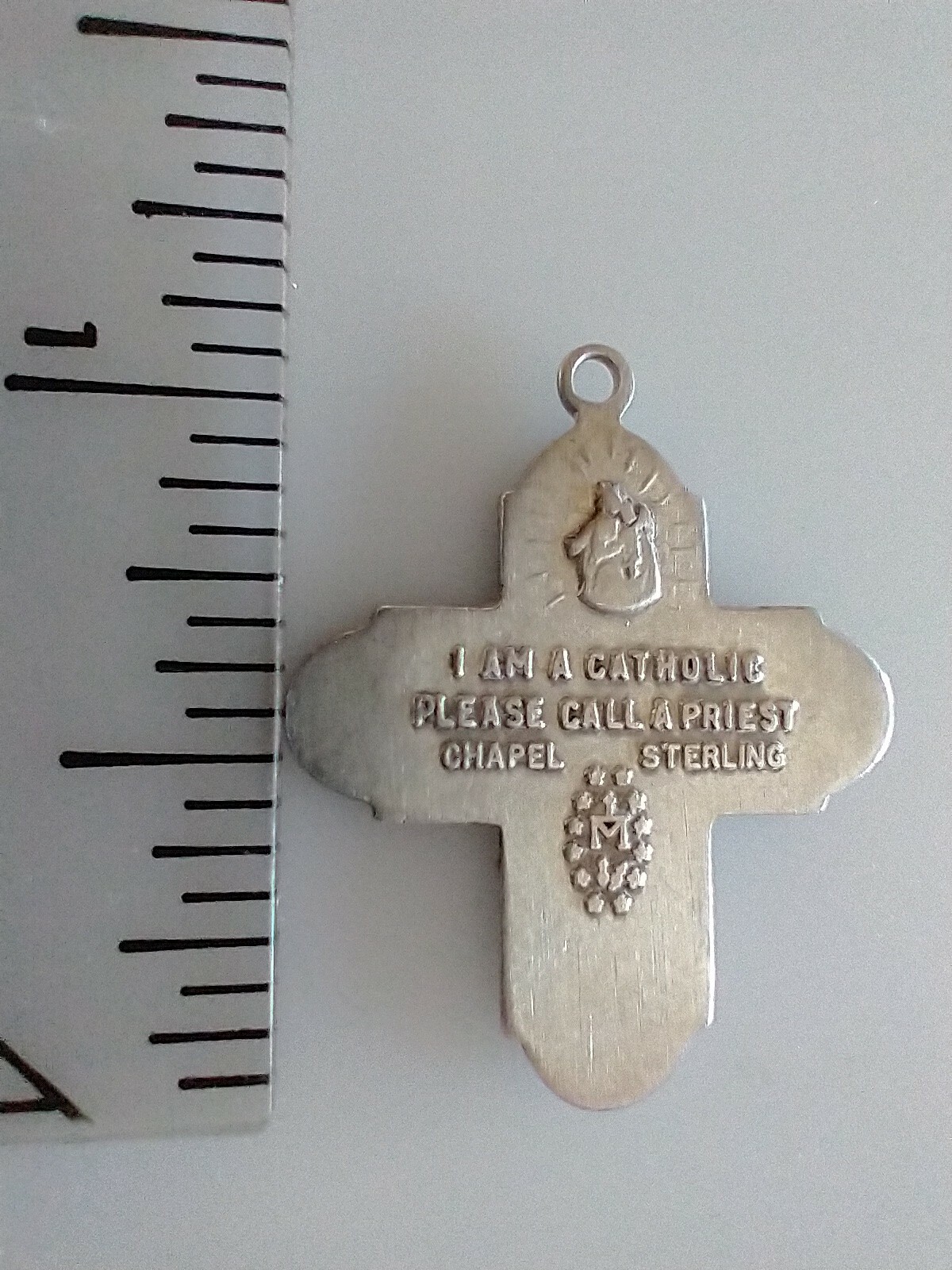Catholic Vintage Sterling Silver 4 Way Protection Cross Religious Medal ...
