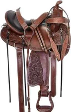 STG Western Pleasure/Trail Hand Tooling All Event Brown Saddle 12" to 16'' in