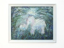 Mother & baby Elephants original signed framed Painting Whimsical   Andi J Lucas