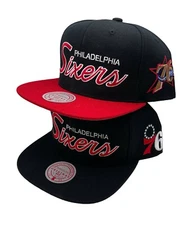 Mitchell & Ness Philadelphia 76ers Team Script 2.0 Adjustable Snapback Hat Cap
