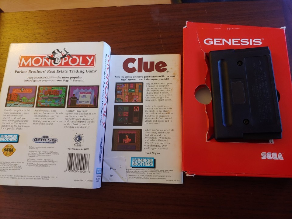 Jeu Monopoly – Sega Genesis – Complet Avec Boîte, Manuel – Très Bon état