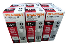 6 SYLVANIA - CFL13 Watt NIB -Mini 60 Compact Fluorescent Bulb -Medium Base 29567