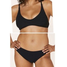 Andie Bikini Set Valencia Top Bikini Bottom Rib Black size Large NWT