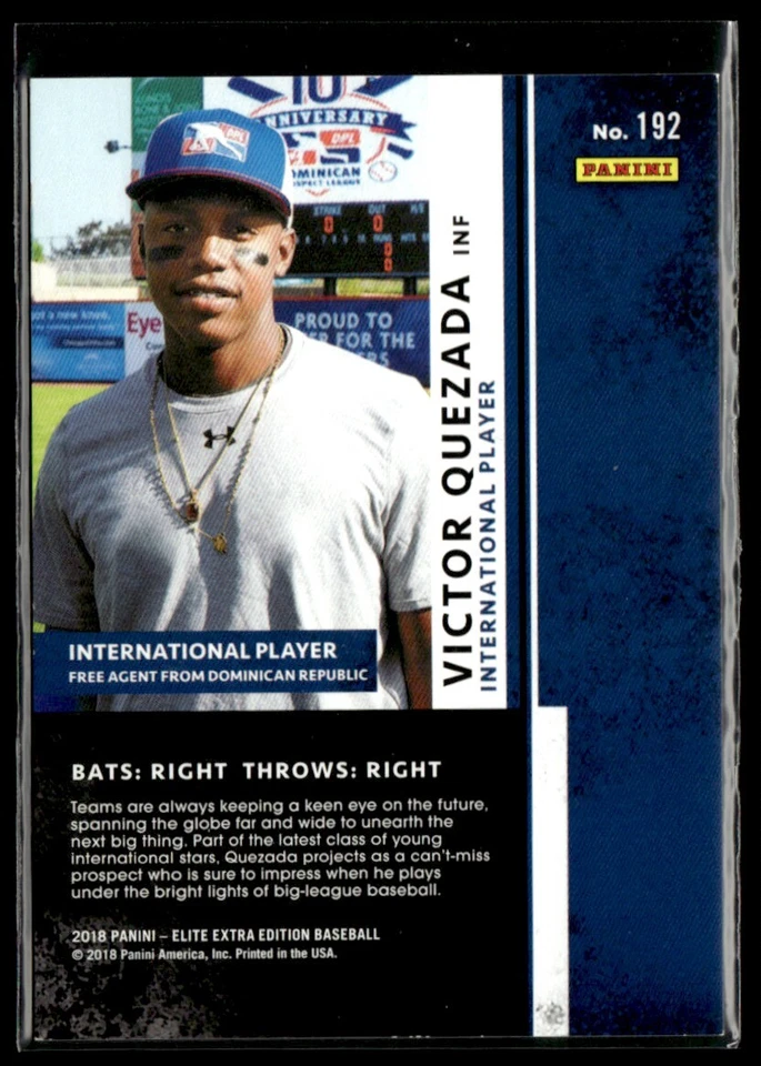 2018 Panini Elite Extra Edition Victor Quezada /999 #192 - Image 2 of 2