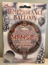 Christmas Remembrance 18" Foil Helium Balloon In Loving Memory. Open Design. 