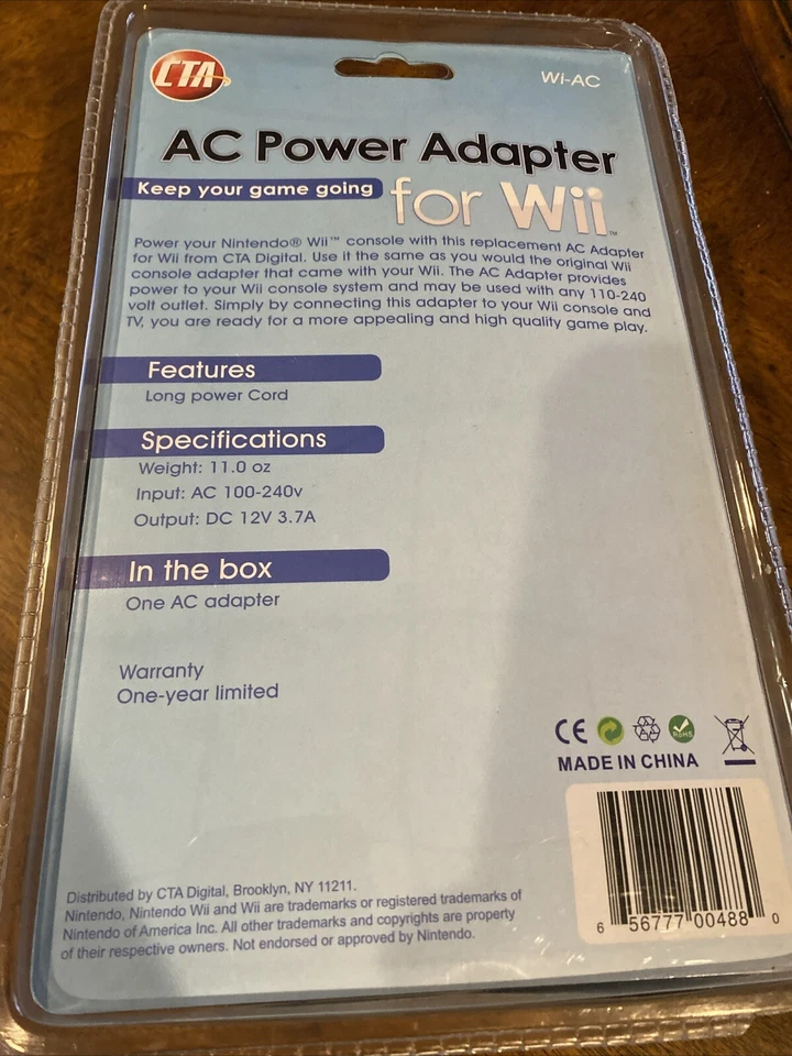 AC Power Adapter For Wii New Sealed - Image 3 of 3