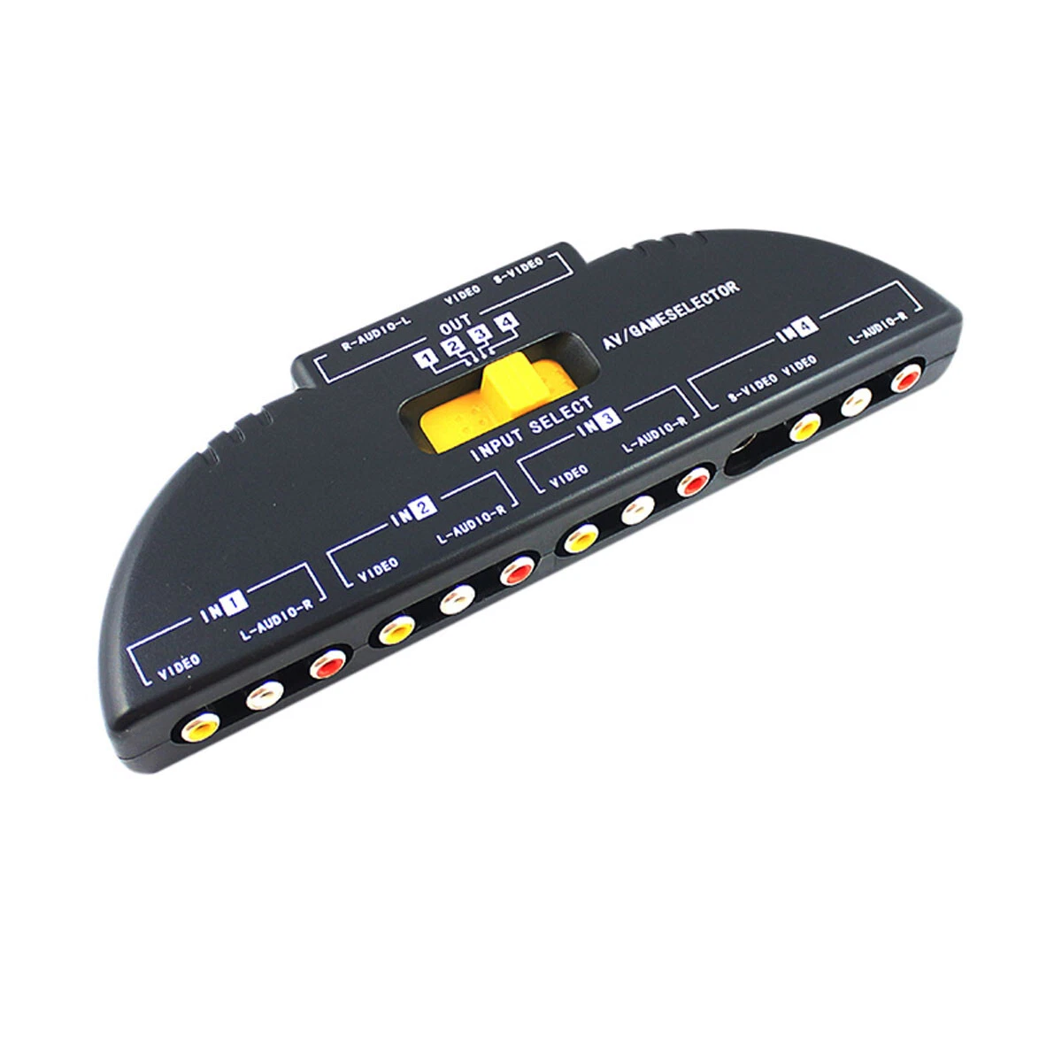 TV DVD 4 Input 1 Output Audio Video Switch Box Selector Clear Blue