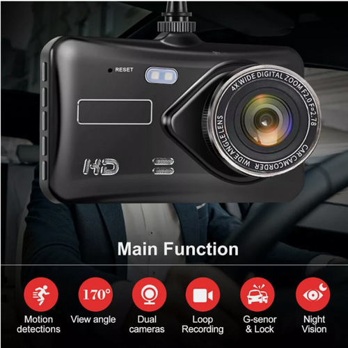 4" In Car Camera Recorder Dual Front and Rear HD 1080P Dash Cam Night Vision UK - Picture 4 of 4