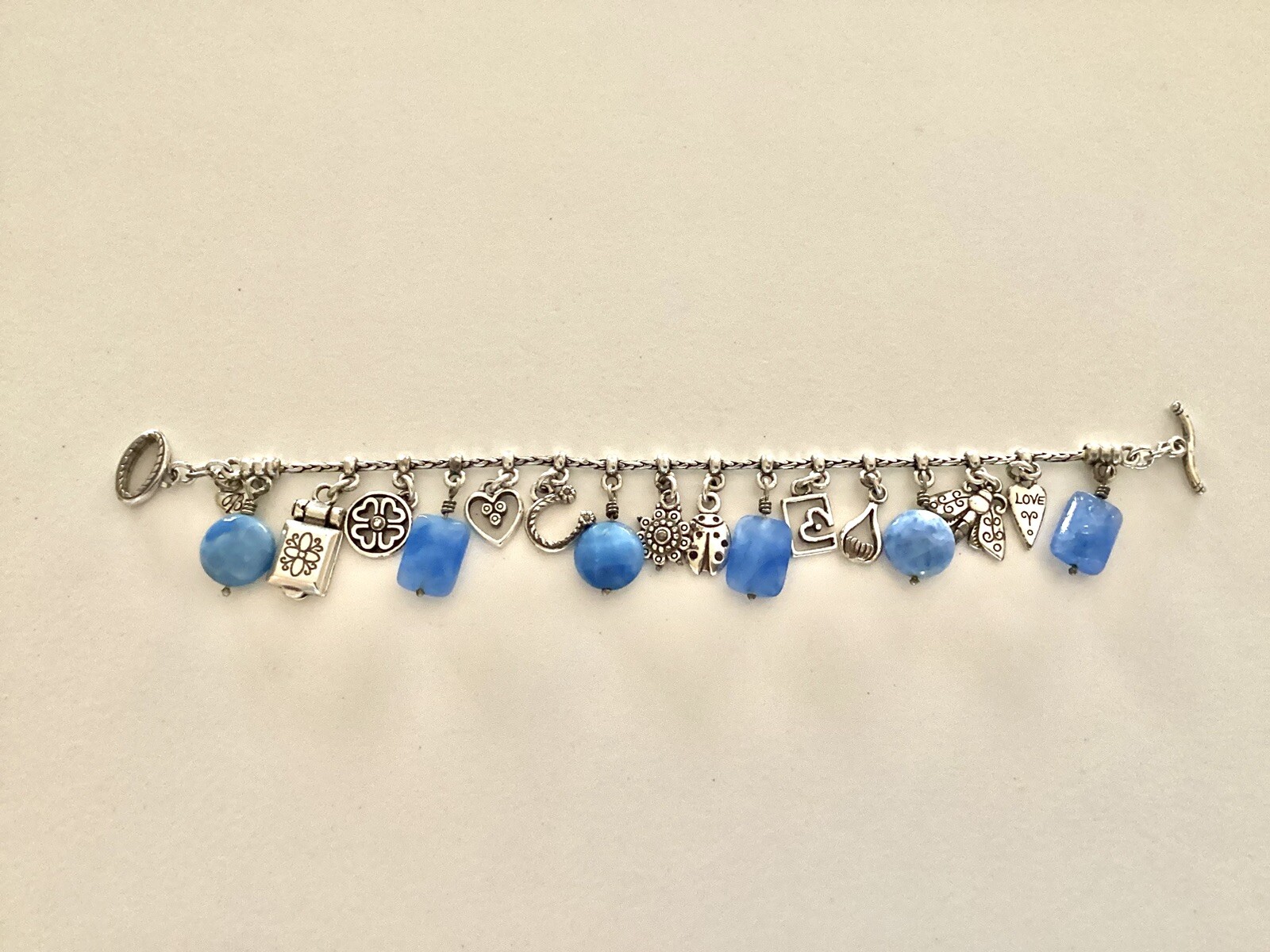 Brighton Fortune Charm Bracelet Blue Quartz Horseshoe Ladybug Silver | eBay