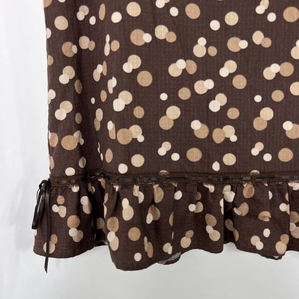 Vintage J. Falda Crew Para Mujer Petites 4P Debajo de la Rodilla Midi Marrón Lunares Foto 3 de 4