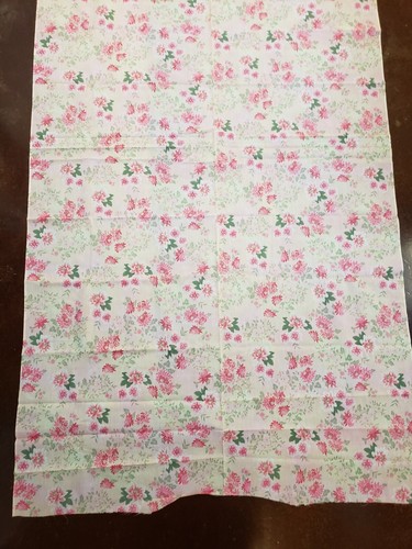 4 Yards Thin Decorator Fabric With Pink Floral Motif Rose Carnation Wildflower - Picture 5 of 11