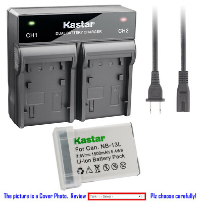 Kastar Battery Dual Rapid Charger for Canon NB-13L CB-2LH & PowerShot SX720 HS