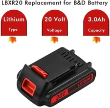 replace for Black and Decker 20 Volt MAX Lithium LBXR20 LB20 Battery / Charger