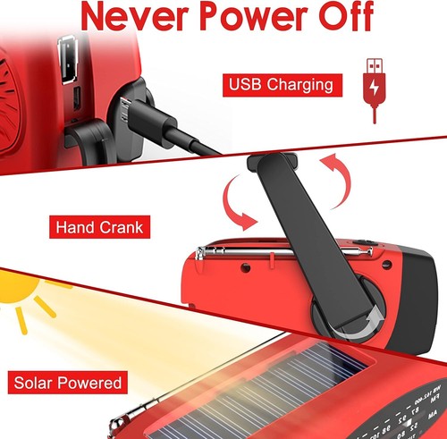 Emergency Solar Hand Crank Weather Radio 3000mAh Power Bank Charger Flash Light - Picture 4 of 13