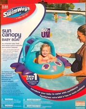 SWIMWAYS SUN CANOPY INFLATABLE BABY BOAT SWIM STEP 1