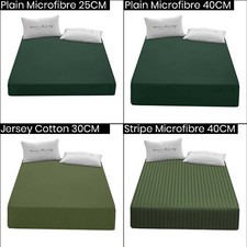 Image of Fitted Sheet Extra Deep Pocket 25/30/40cm Plain Stripe, Jersey Cotton Bed Sheets