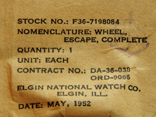 Quantity 1 Elgin watch Escape wheel New Old Stock Military WWII Korean War Era