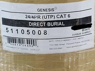 Honeywell Genesis 5110 24/4P CAT6 UTP OSP Gel Direct Burial Network Cable /50ft