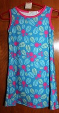 SUNSHINE SWING Girls 4 Sleeveless Knit SUNDRESS blue/pink; 23" long EUC