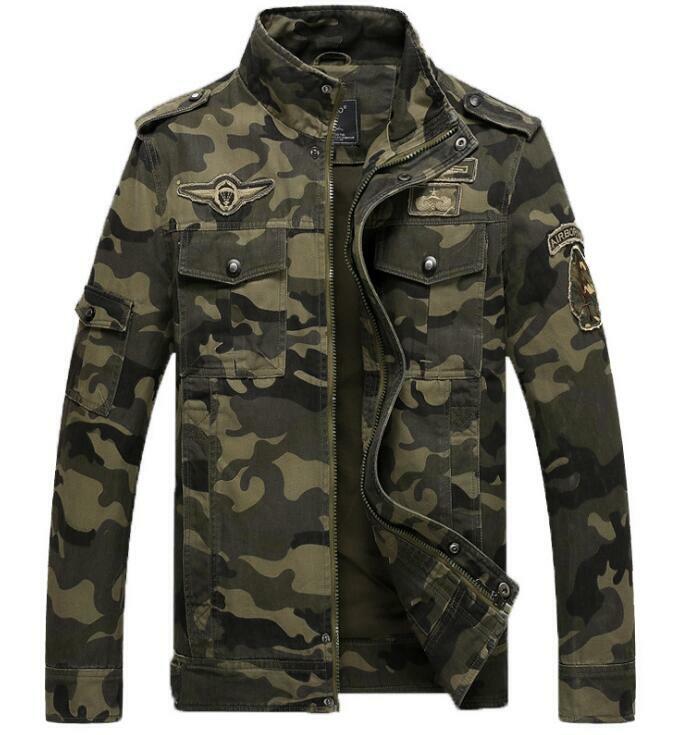 ALTRA Cappotto uomo slim colletto cotone giacca militare mimetica uniforme outwear top nuovo