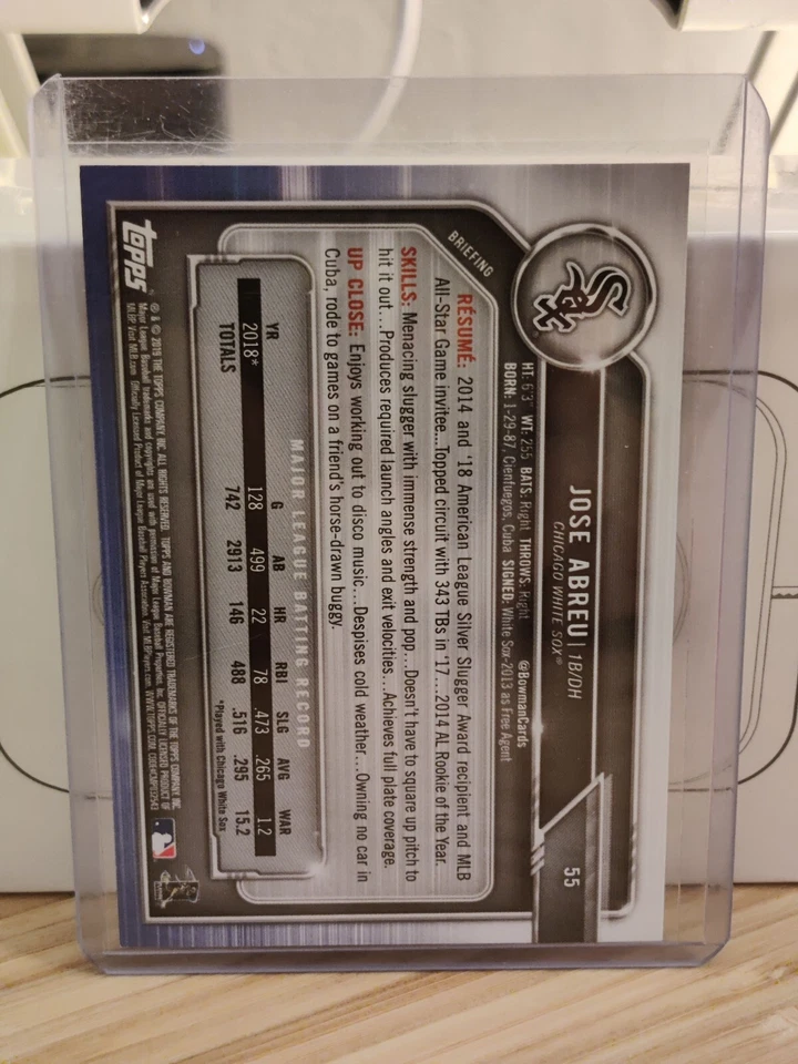 2019 Bowman Jose Abreu Orange Refractor #'d /25 Chicago White Sox - Image 2 of 2
