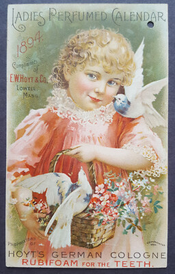 Chromolitho Damen Kalender von 1894 - Hoyts German Cologne - USA Parfum Co.