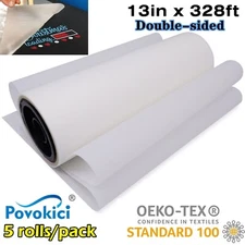 5 Rolls 13in x 328ft Direct to Film Transfer Film Roll - Warm Peel, Double Sided