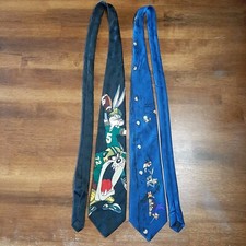 Vintage Looney Tunes Mania Mens Neck Ties Taz Bugs Bunny Tweety Bird Lot of 2