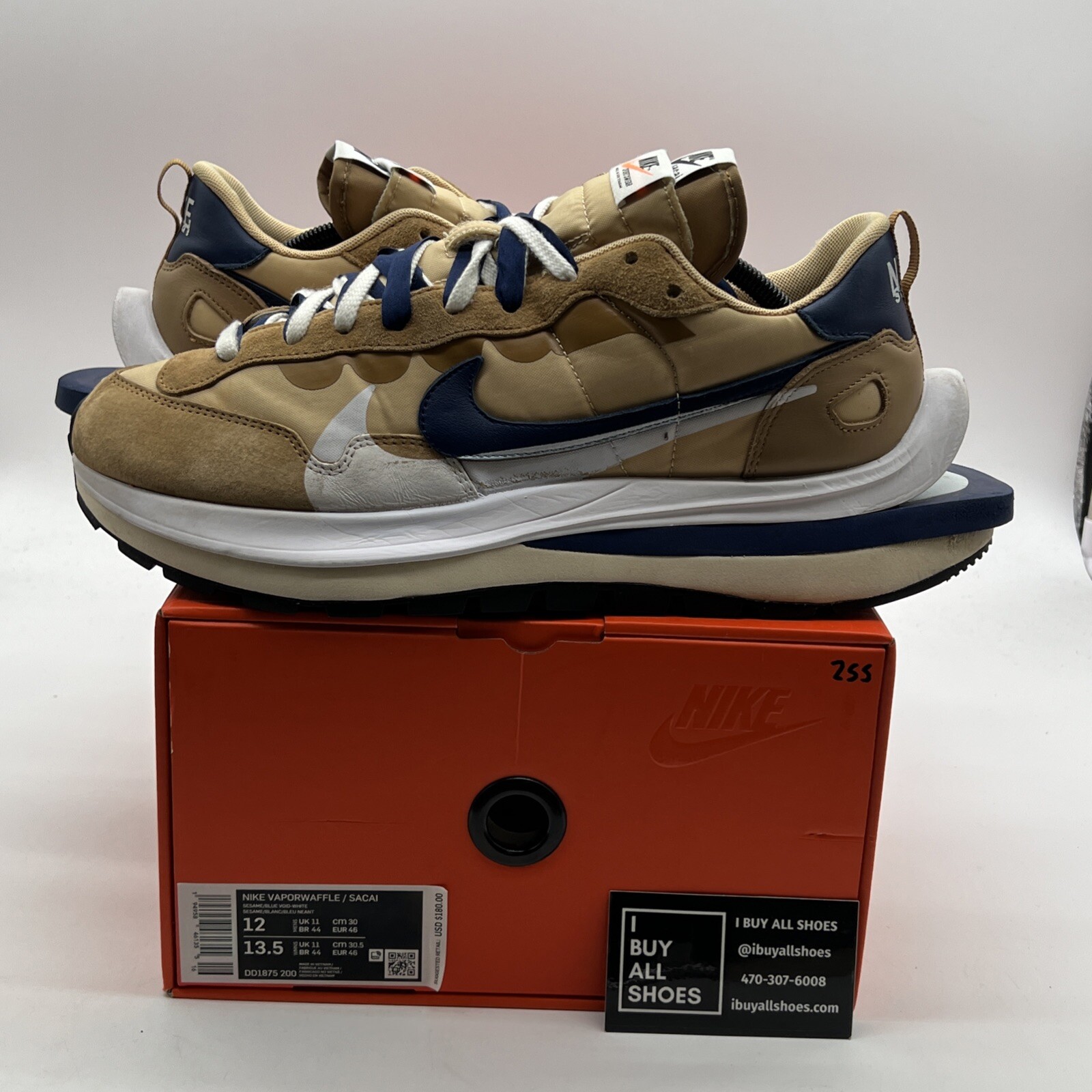 SACAI X NIKE Taglia 12 Nike VaporWaffle x Sacai Tan Navy (DD1875 200)
