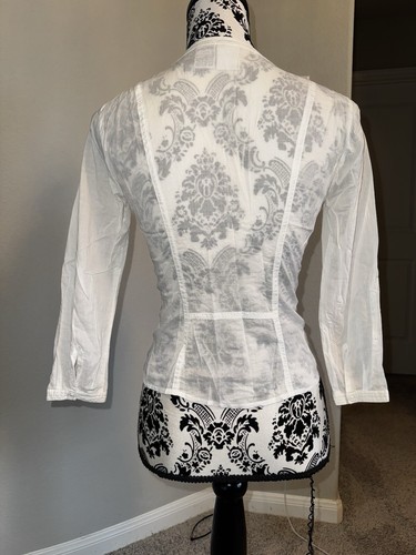 VINTAGE Y2K Armani Exchange Light Cotton Blouse Shirt Top Sz XS DISCONTINUED - Picture 5 of 7